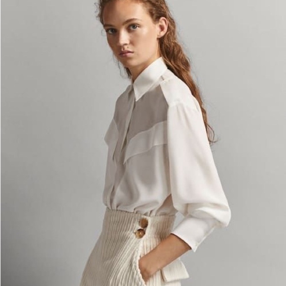MASSIMO DUTTI sheer silk blouse
